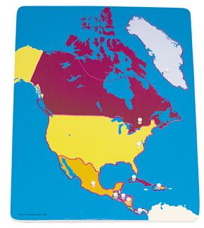 Continent Map North America Wood Knob Puzzle (C)