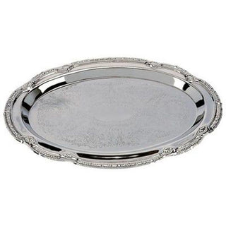 Tray: Stainless Steel Elegant Oval Scroll (C)