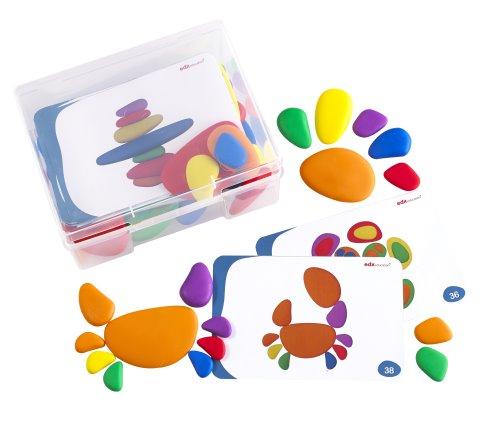 Smooth, Rubbery Rainbow Pebbles w/ Activity Cards (C)