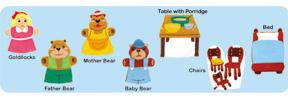 Felt 3-D Goldilocks & The 3 Bears Story-time Hand Puppet Set (C)