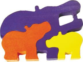 Hippo Family 3-Piece Wood Puzzle (C)